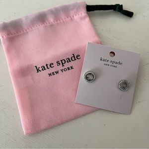 Kate Spade “Spot The Spade” Silver Pave Halo Spade Studs